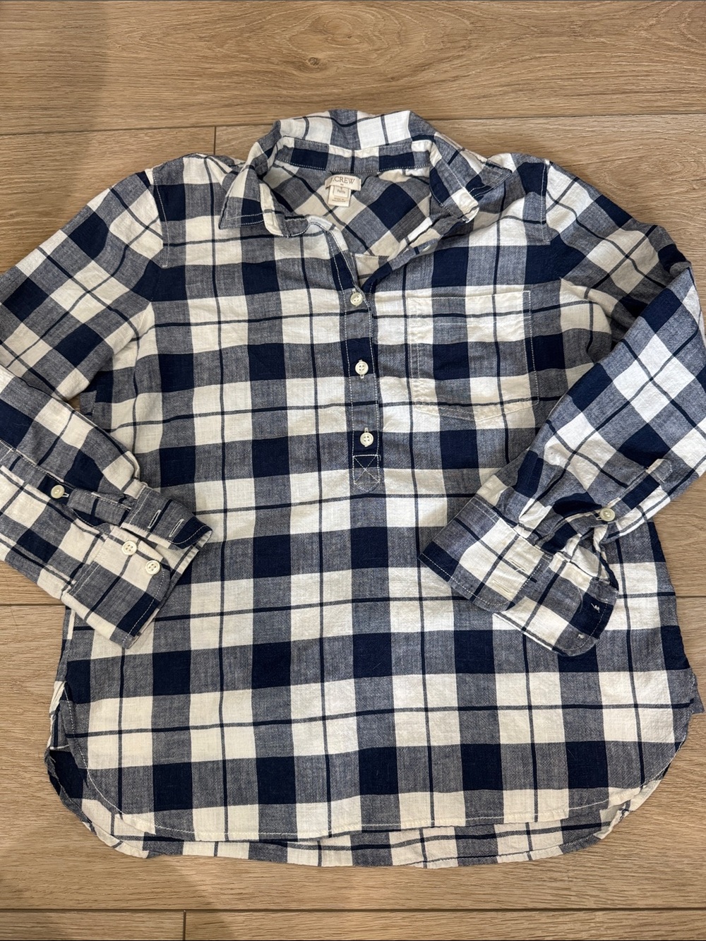 J. Crew Petite Homespun Popover Shirt in Boyfit